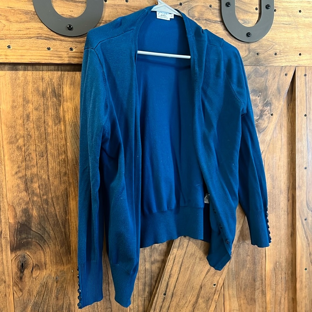 Cardigan teal sweater